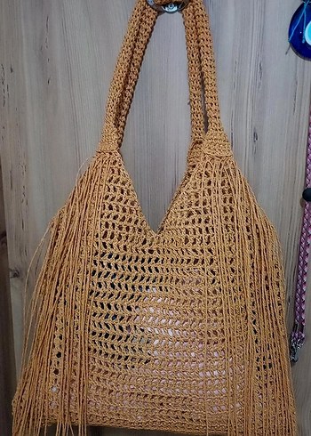Zara File Detaylı Bej Örgü Bohem Kadın Çanta