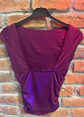 Mor Kadın Kısa Kollu İnce Tişört - Görsel 5