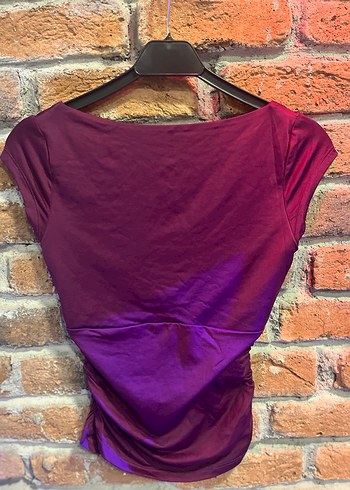 Mor Kadın Kısa Kollu İnce Tişört - Görsel 3