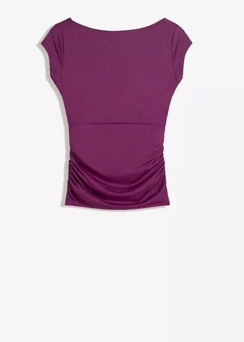 Mor Kadın Kısa Kollu İnce Tişört - Görsel 2