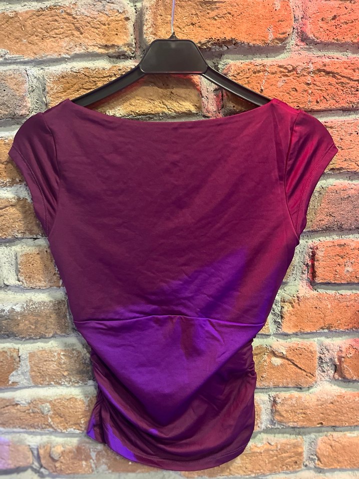Mor Kadın Kısa Kollu İnce Tişört - Görsel 3