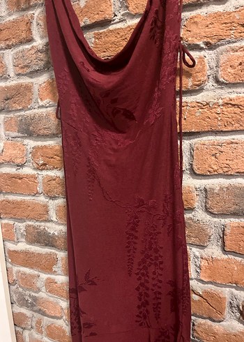 Bordo Nakışlı Bohem Kadın Elbise - Görsel 2