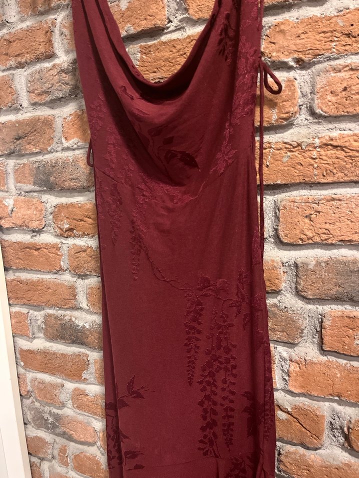 Bordo Nakışlı Bohem Kadın Elbise - Görsel 2