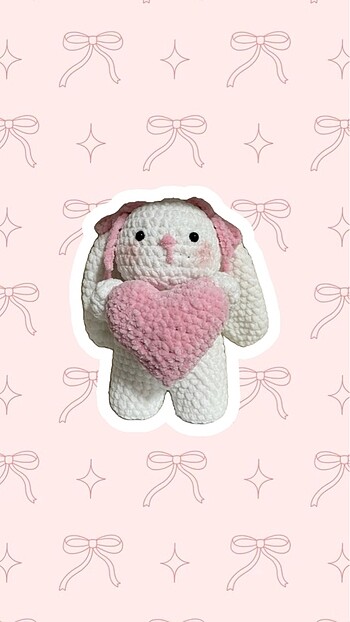 Amigurumi kalpli tavşan oyuncak