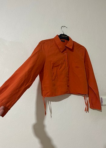 Turuncu Keten Uzun Kollu Gömlek - Görsel 2