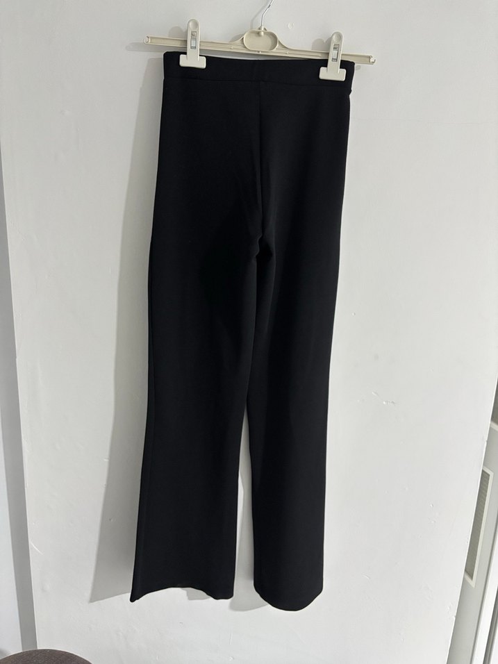 Kemerli Siyah Kadın Kumaş Pantolon - Görsel 2