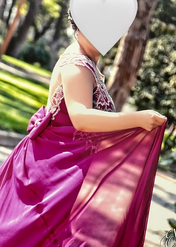 V Yaka Uzun taş işlemeliAbiye Elbise - Görsel 3