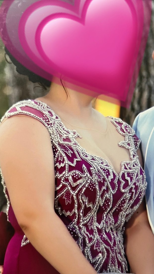 V Yaka Uzun taş işlemeliAbiye Elbise - Görsel 2