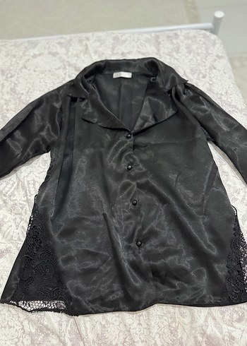 Siyah Uzun Kollu Midi Gotik Kadın Sabahlık