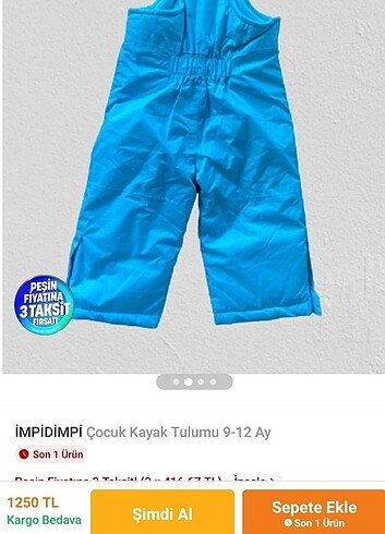 Çocuk Kar Pantolonu(Tulumu)