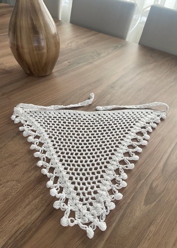 Dantel Detaylı Beyaz Kadın Şapka Bandana