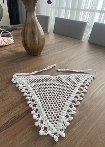 Diğer Dantel Detaylı Beyaz Kadın Şapka Bandana