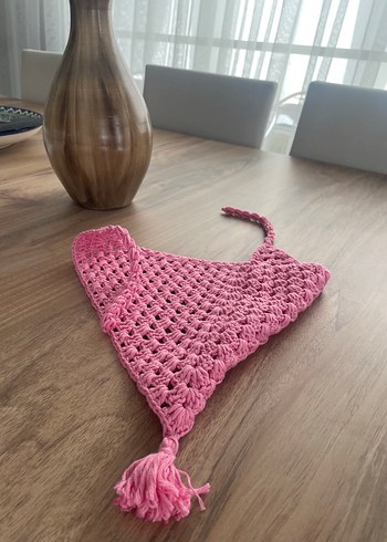  Beden pembe Renk Pembe Örgü Bohem Saç Bandı