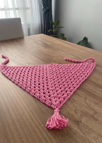Pembe Örgü Bohem Saç Bandı