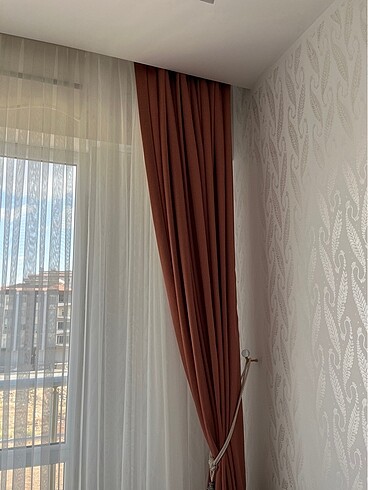 Diğer Keten perde turuncu, gül kurusu, taba