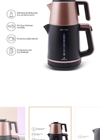 Karanlık Pembe Çay Makinesi 2L Kapasiteli - Görsel 2