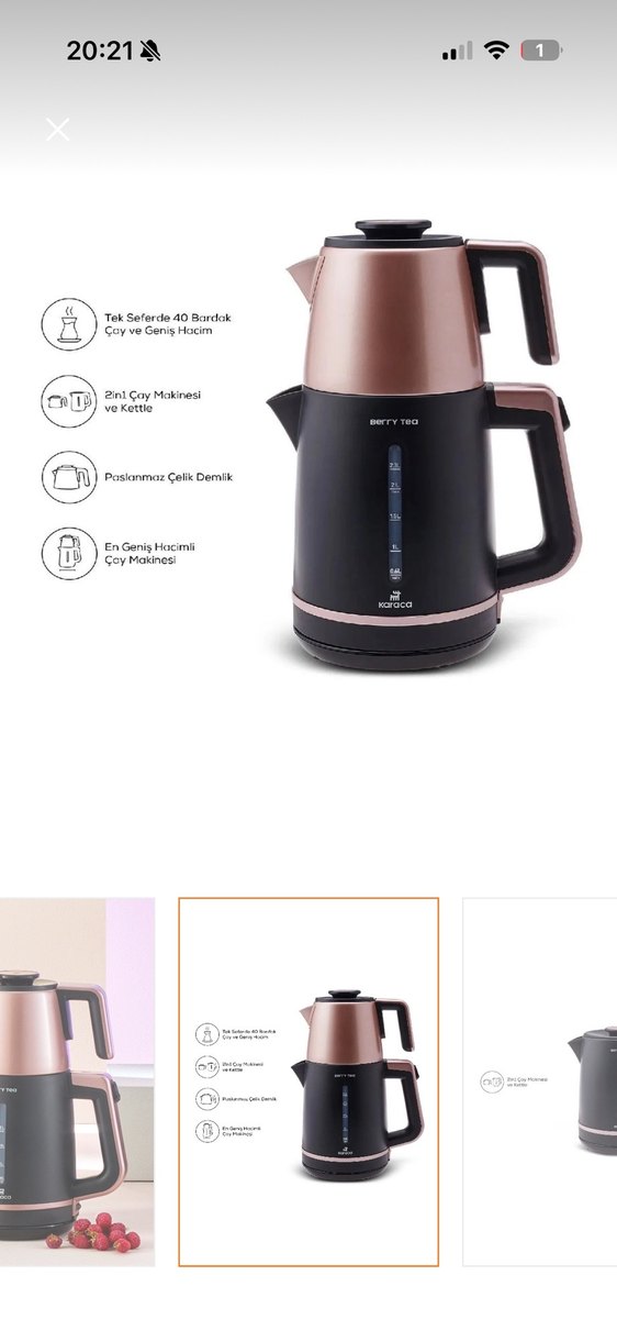 Karanlık Pembe Çay Makinesi 2L Kapasiteli - Görsel 2