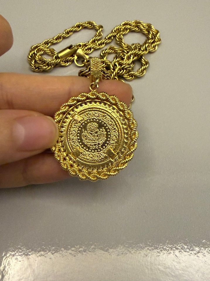 Altın kaplama Zincir Detaylı Altın Renk Midi Kolye - Görsel 2