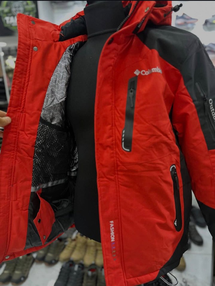 Kırmızı Siyah Fermuarlı Erkek Mont - Görsel 4