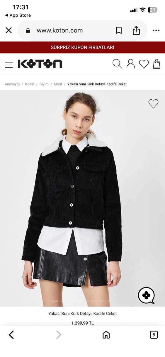 Yakası suni detaylı kadife ceket - Görsel 2