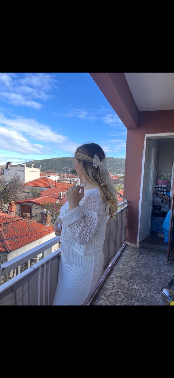 Beyaz triko elbise - Görsel 2