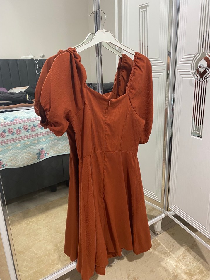 Düğmeli Kahverengi Bohem Uzun Elbise - Görsel 2