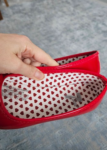 Kırmızı Fiyonklu Kız Çocuk Babet Ayakkabı - Görsel 3