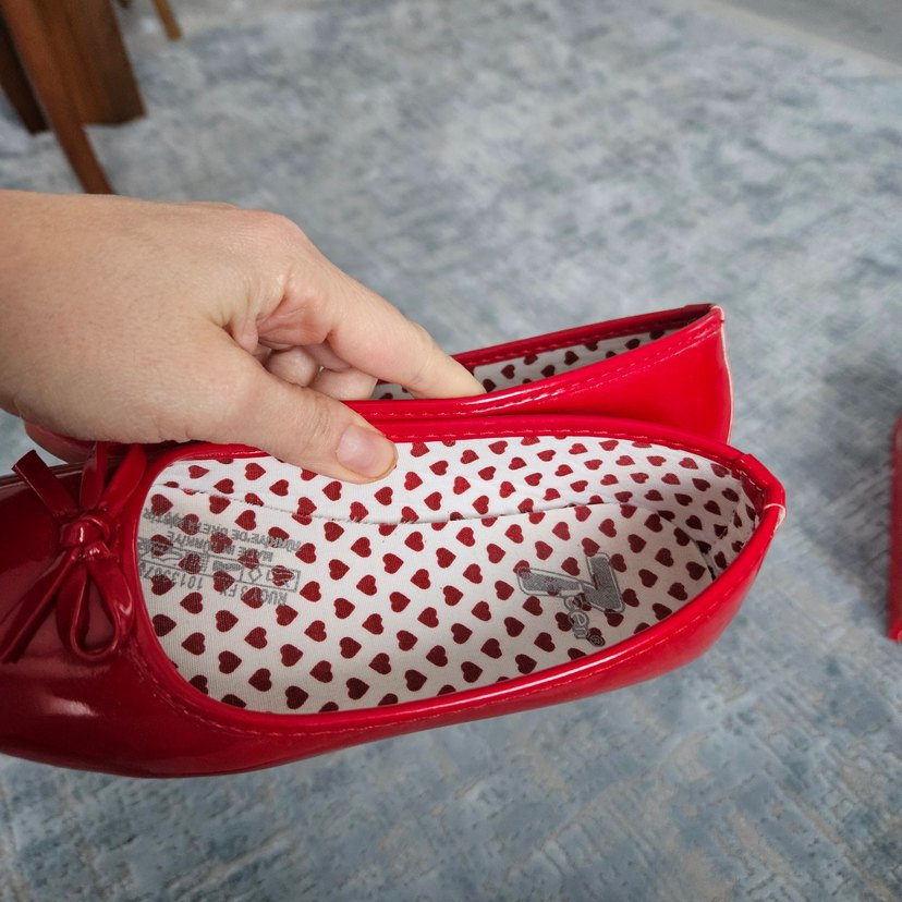 Kırmızı Fiyonklu Kız Çocuk Babet Ayakkabı - Görsel 3