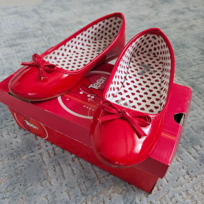 Kırmızı Fiyonklu Kız Çocuk Babet Ayakkabı - Görsel 5