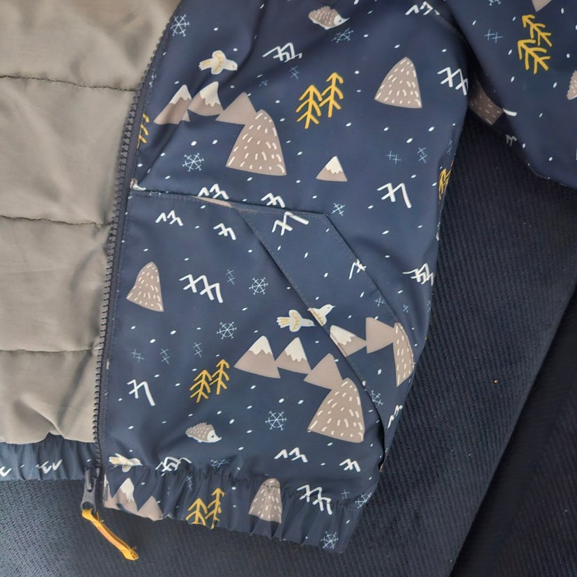 Mavi Desenli Erkek Çocuk Kapüşonlu Mont - Görsel 3