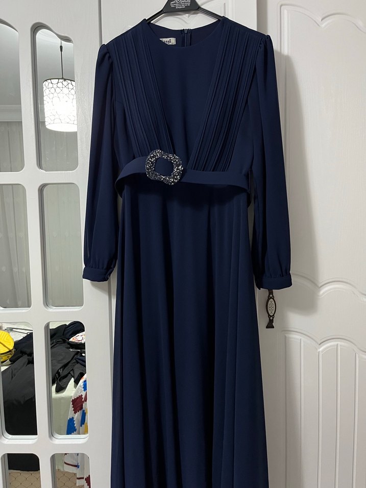 Mavi Fermuarlı Kolsuz Hamile Bluzu - Görsel 4