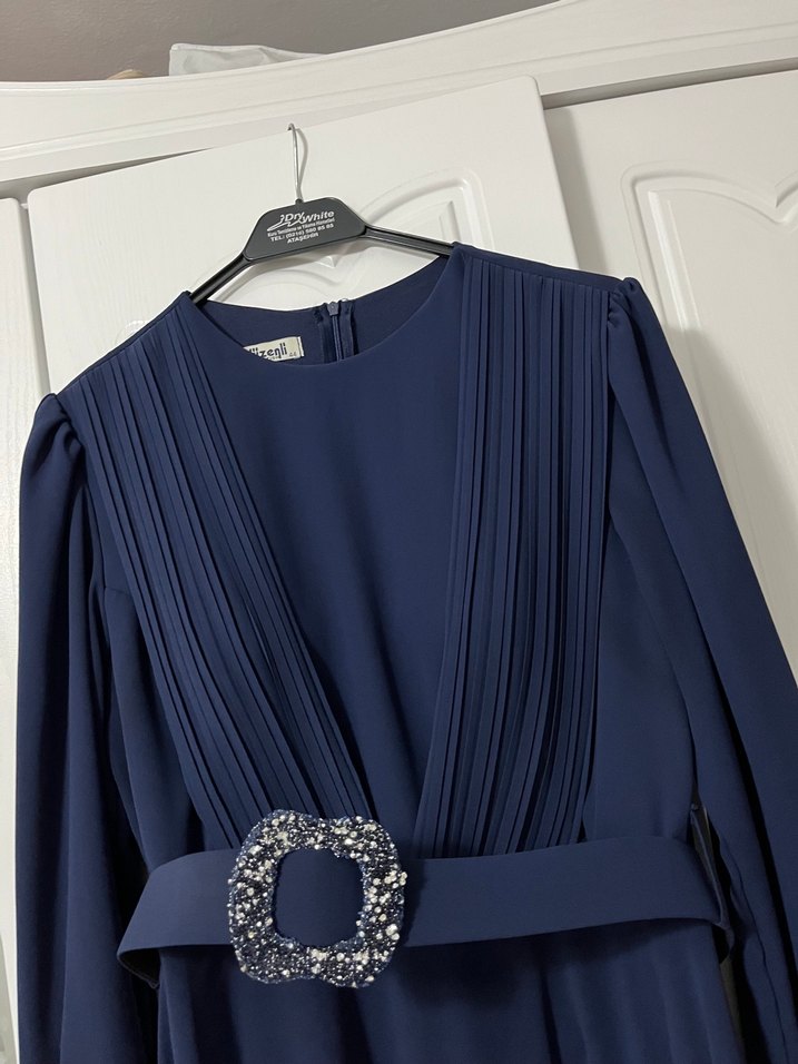 Mavi Fermuarlı Kolsuz Hamile Bluzu - Görsel 3