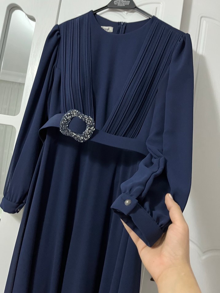 Mavi Fermuarlı Kolsuz Hamile Bluzu - Görsel 2