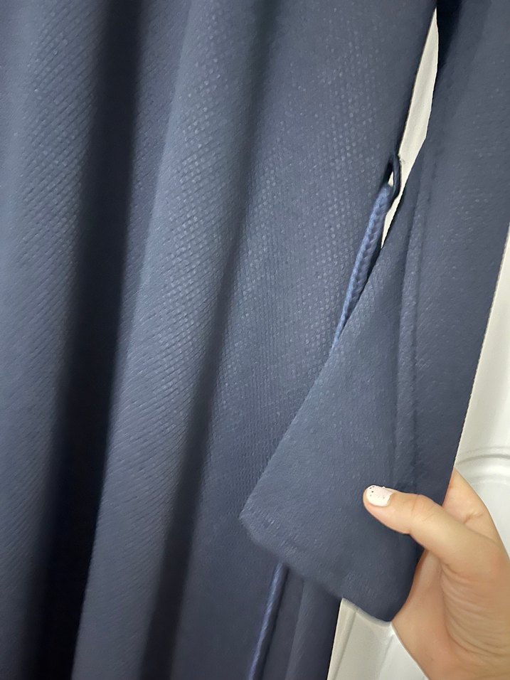 Lacivert Uzun Kollu Kadın Elbise - Görsel 2