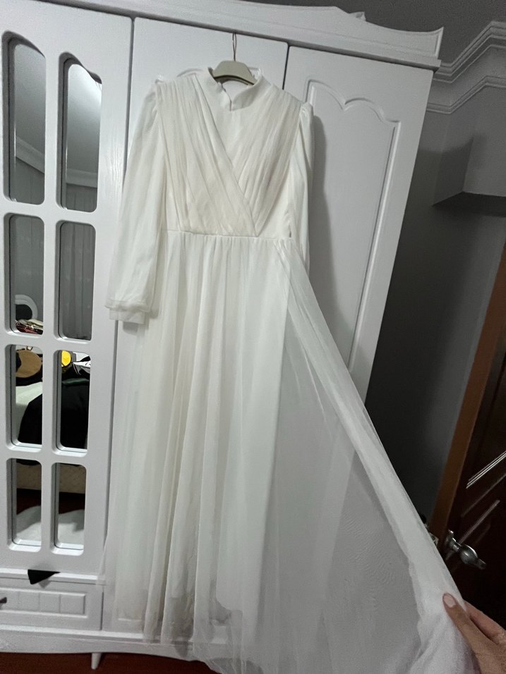 Beyaz abiye elbise - Görsel 5