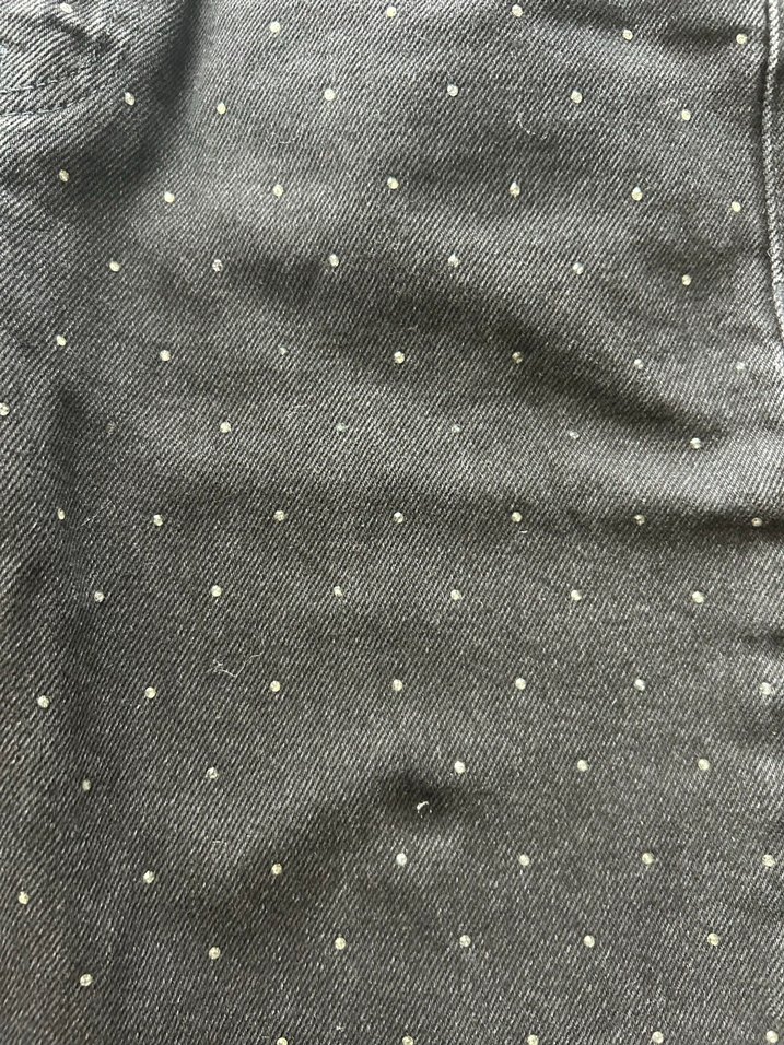 Düğmeli Siyah Puantiyeli Kadın Kot Pantolon - Görsel 3