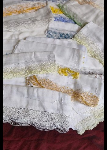 Aker Dantel Detaylı Beyaz Vintage Kadın Fular