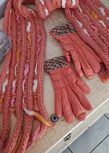 Kızlar İçin Nakışlı Pembe Örgü Eldiven - Görsel 10