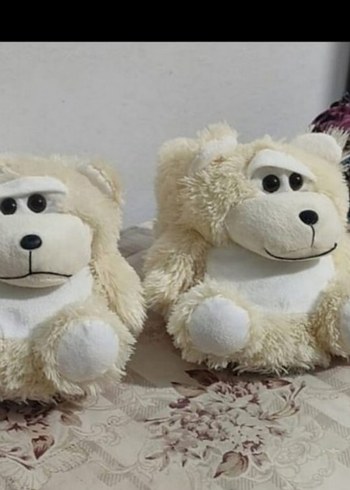 Kız Çocuk Beyaz Peluş Ev Terliği - Görsel 2