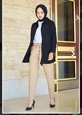 Kemer Detaylı Camel Kadın Cigarette Pantolon - Görsel 5