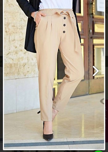 Kemer Detaylı Camel Kadın Cigarette Pantolon - Görsel 8