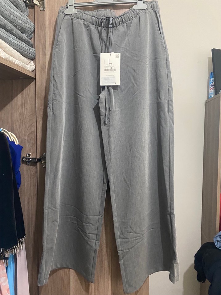 Gri Bol Kesim Kadın Pantolon - Görsel 2