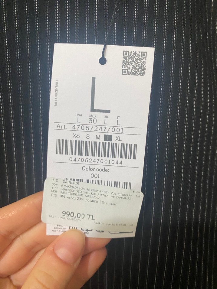 Çizgili Kemerli Siyah Mini Etek - Görsel 2