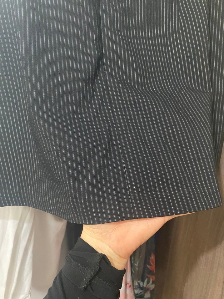 Çizgili Kemerli Siyah Mini Etek - Görsel 4