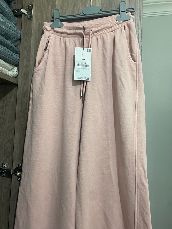 Toz pembe Kadın Rahat Kesim Midi Eşofman - Görsel 4