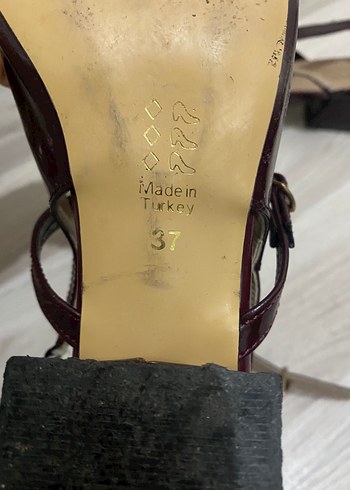 Bordo Tokalı Kadın Topuklu Babet - Görsel 3