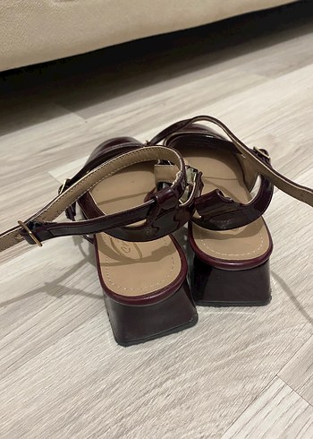 Bordo Tokalı Kadın Topuklu Babet - Görsel 4