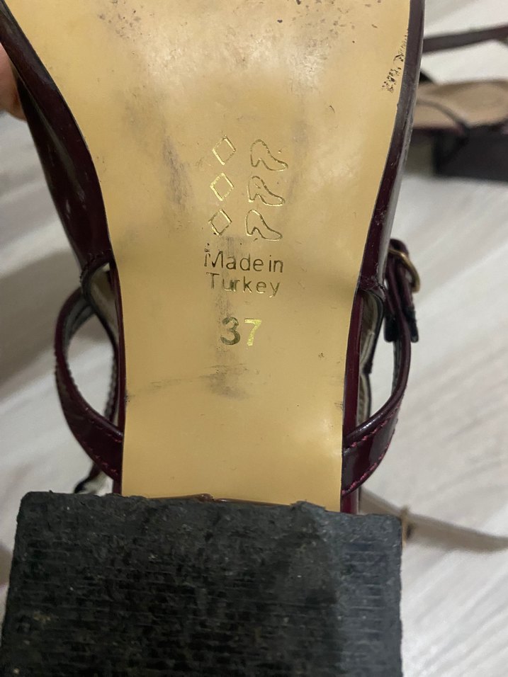 Bordo Tokalı Kadın Topuklu Babet - Görsel 3