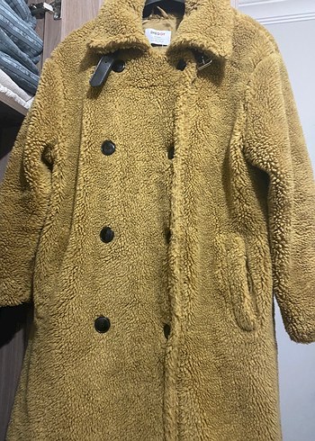 Kahverengi Midi Kadın Peluş Kaban - Görsel 2