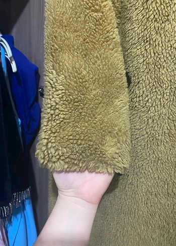 Kahverengi Midi Kadın Peluş Kaban - Görsel 4